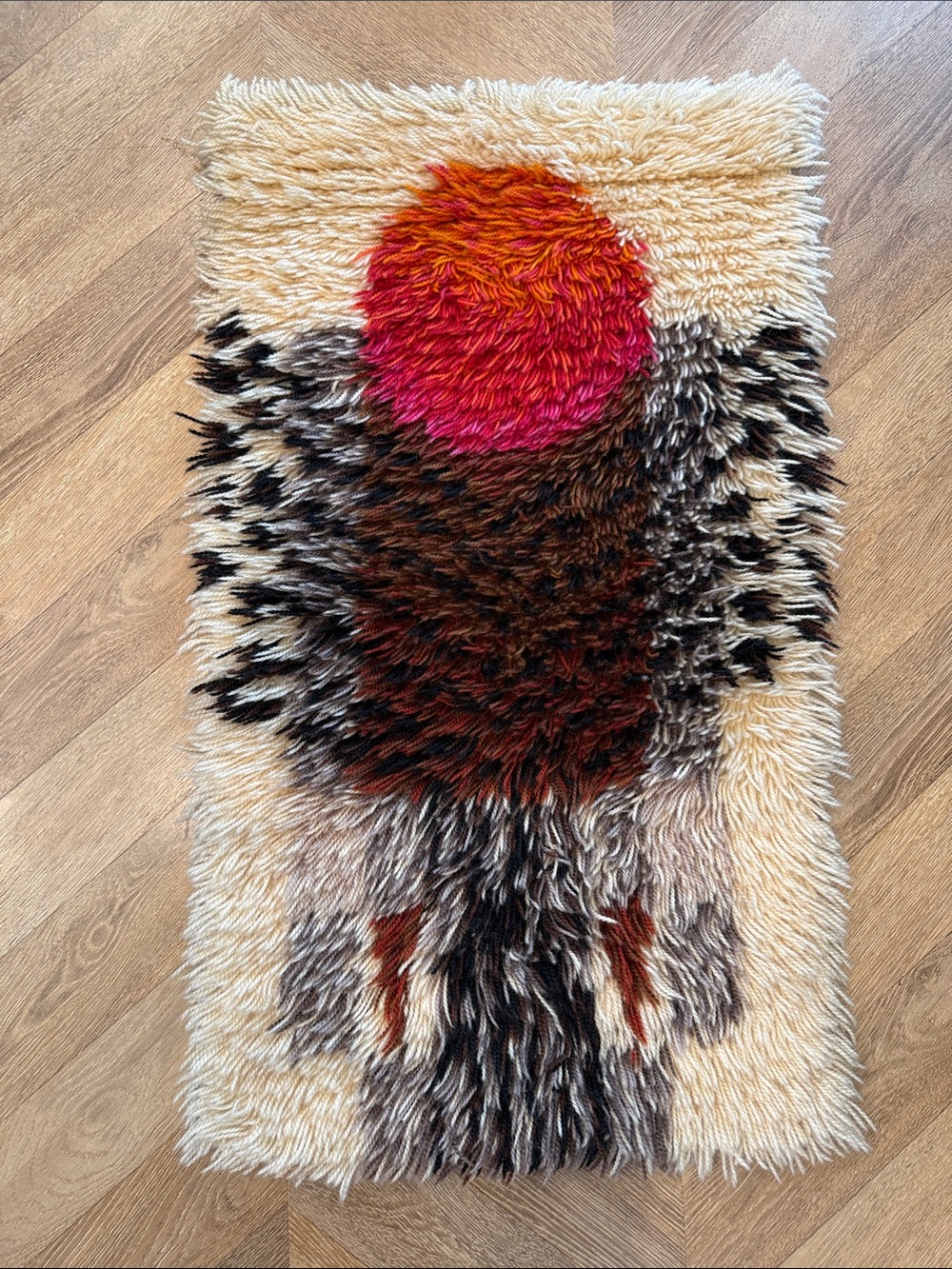 Vintage Scandinavian Mid Century Modern Danish Rya Rug / wall hanging